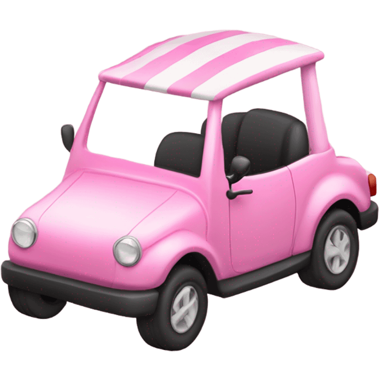 Pink golf car with striped scalloped top emoji