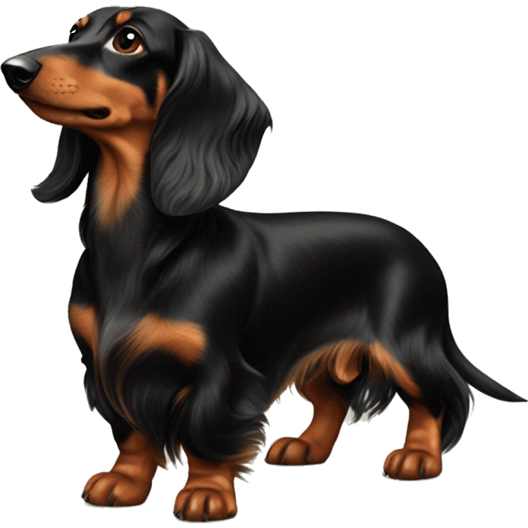 longhaired dachshund black tan emoji