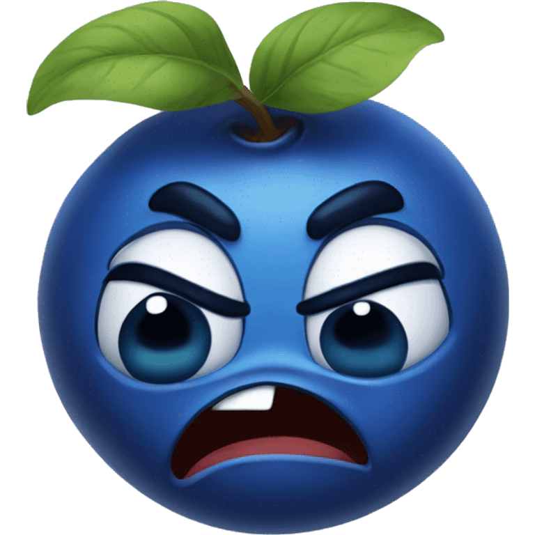 blueberry with an angry face emoji