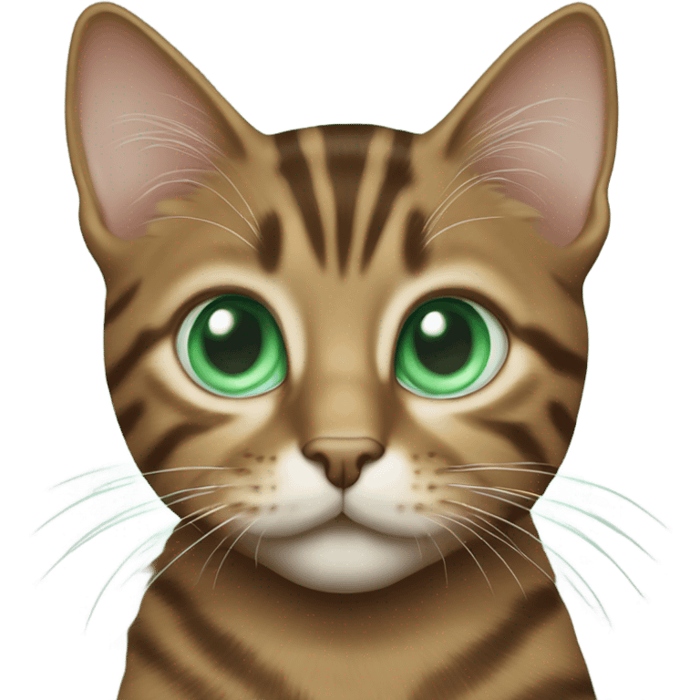 Brown tabby cat with mint green eyes emoji