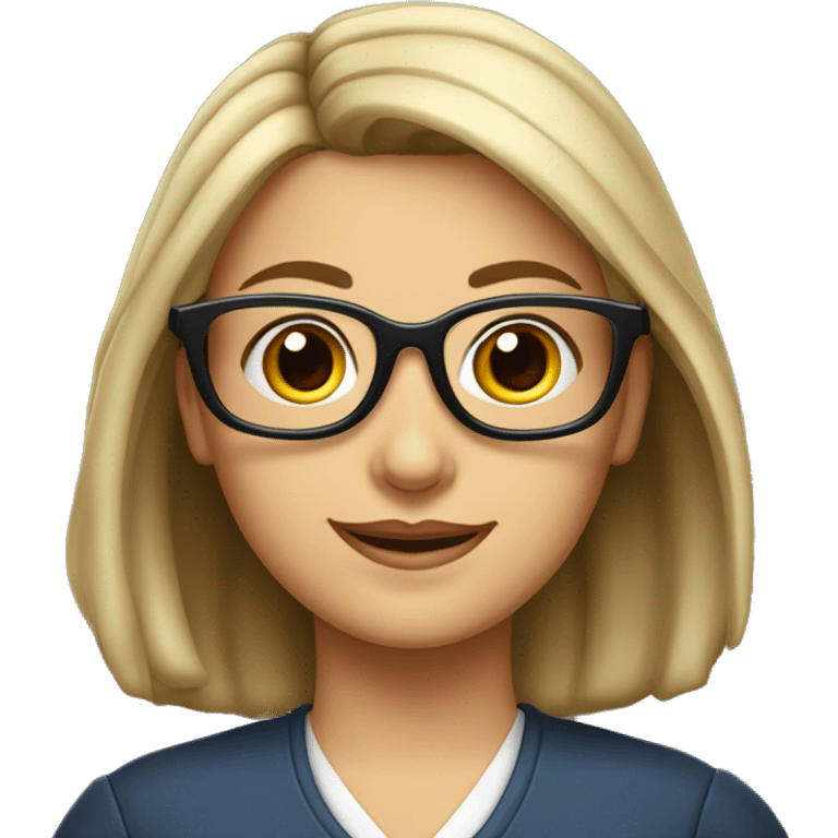 Maîtresse d’école châtain avec des lunettes  emoji