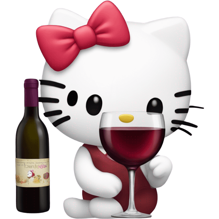 Hello Kitty drinking red wine emoji