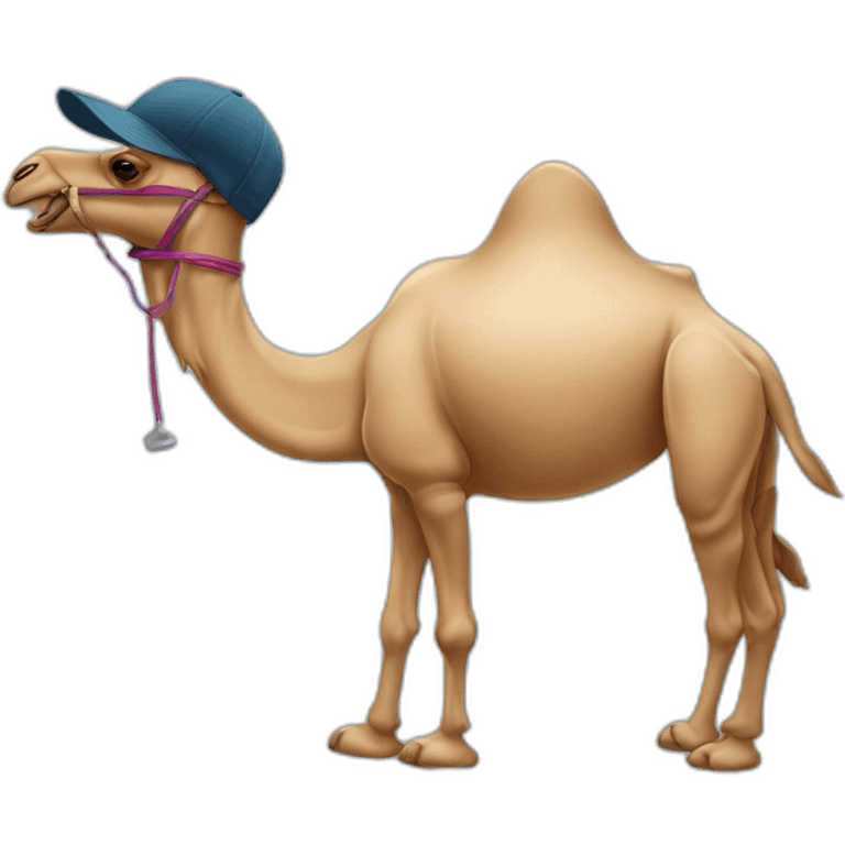 Camel with a cap looks like shark emoji