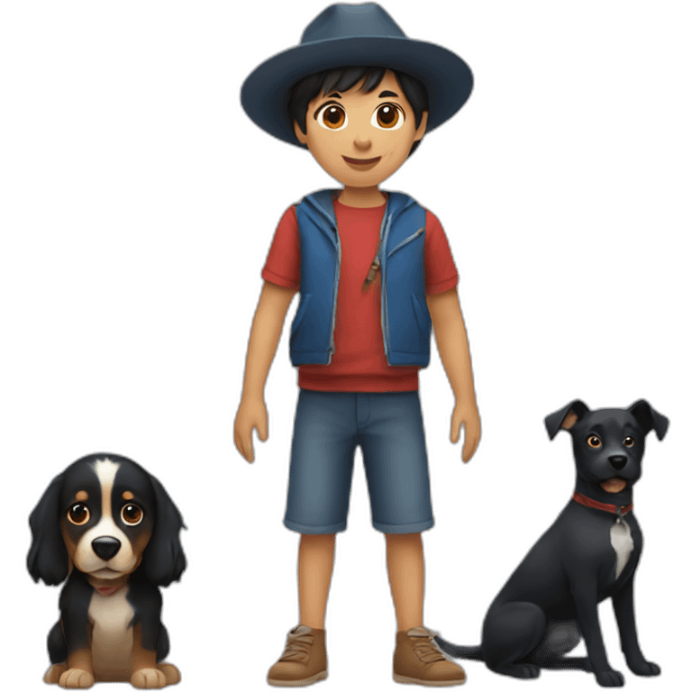 Peruvian girl and French boy with blackdog emoji