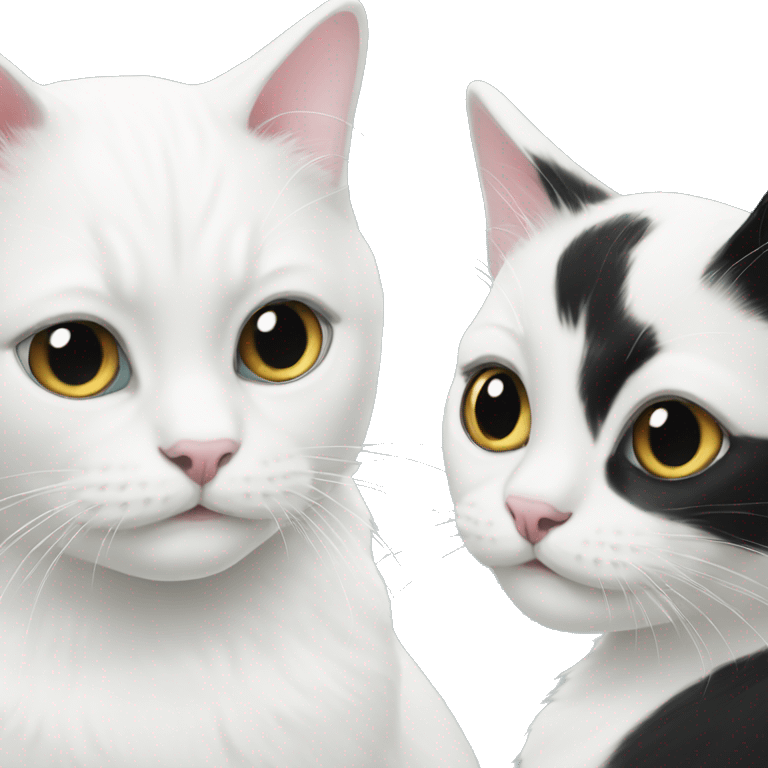 2 white cats and 1 black-white cat  emoji