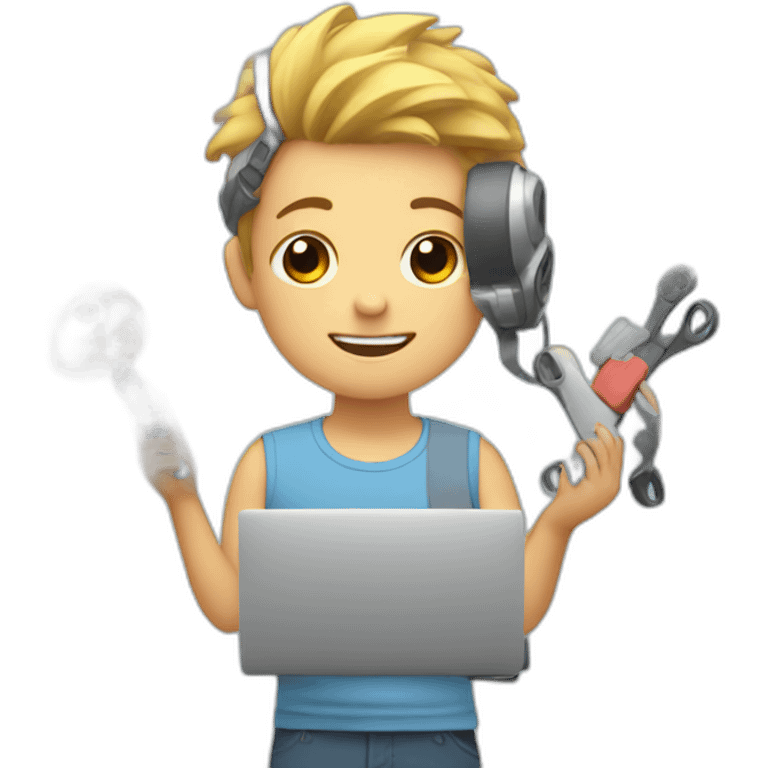 kid multitasking with 2 things at once emoji