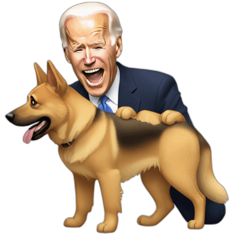 Joe biden being bit by german sheppard emoji