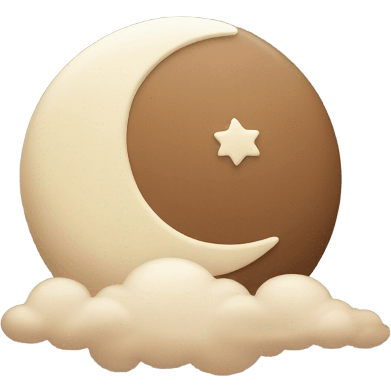 beige moon and brown cloud emoji