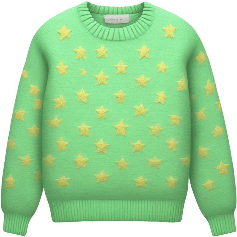 Knit pastel green sweater with star patterned emoji