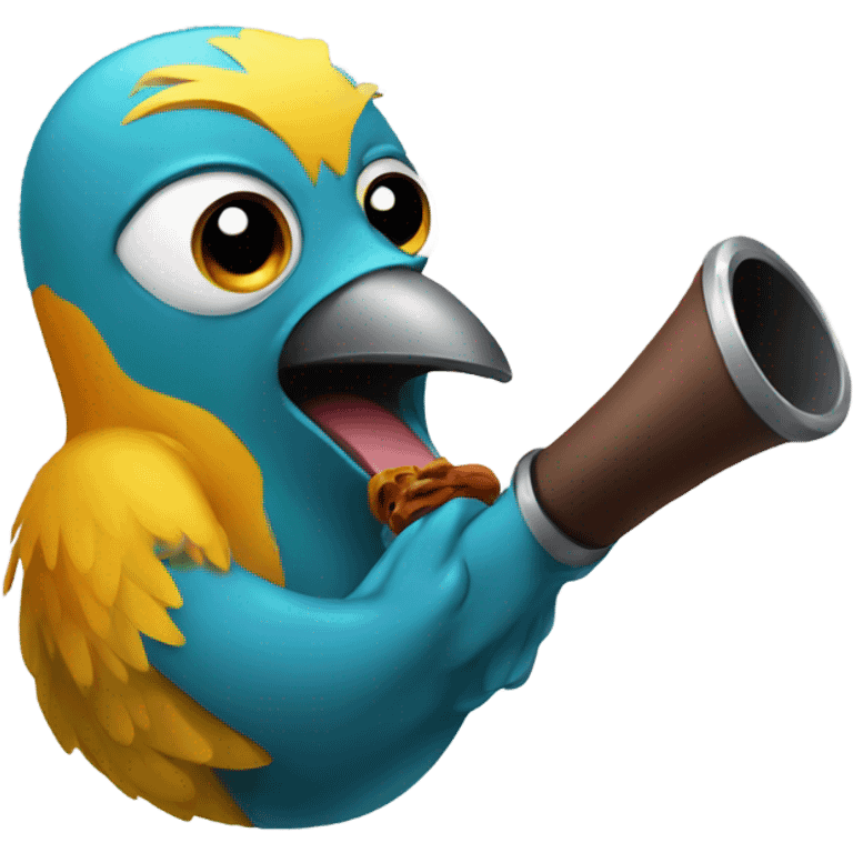 Bird biting a pipe emoji