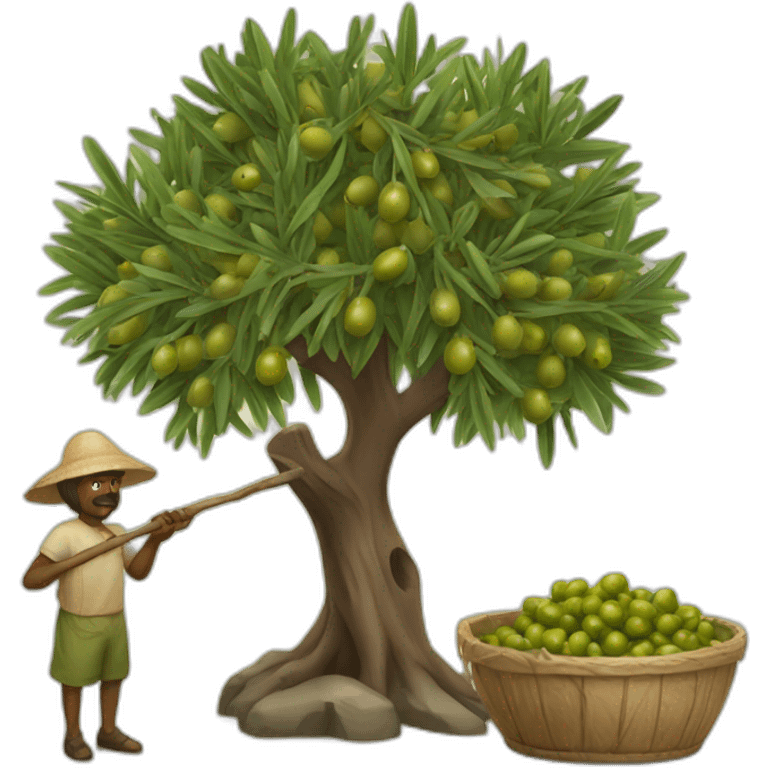 olive tree and farmers with a stick emoji