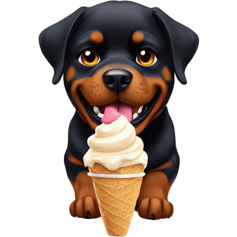 Rottweiler eating ice cream  emoji