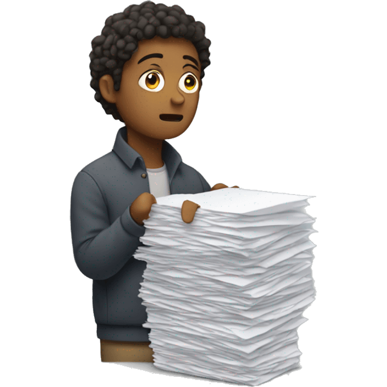 person in despair holding stacks of paper  emoji