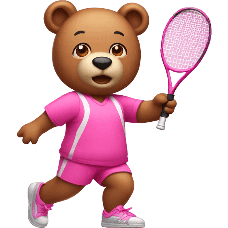 Bear playing tennis in the pink outfit  emoji