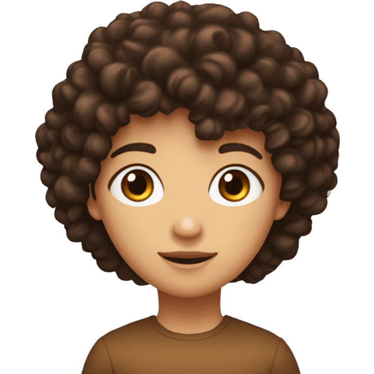 Un garçon brin au cheveux noir bouclé et les yeux marrons et une fille blanche au cheveux marron et les yeux marrons  emoji