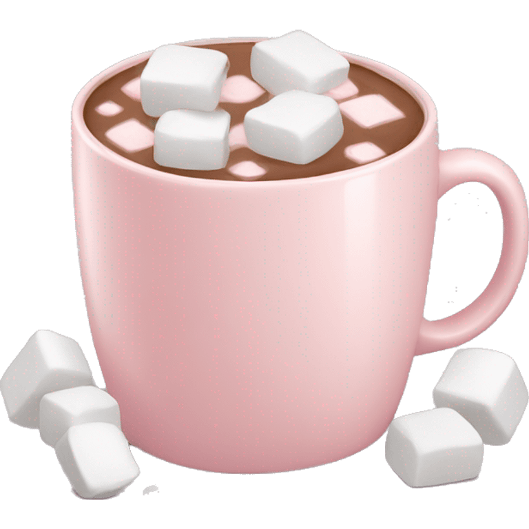 Light Pink mug of hot chocolate with marshmallows  emoji