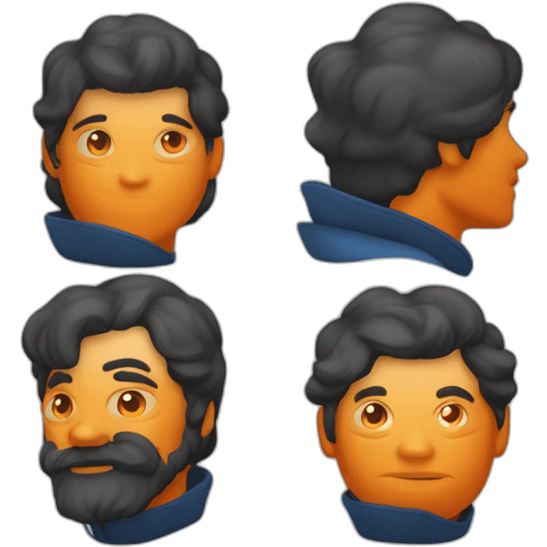 Un mec noir avec des cheveux de couleur bleu et orange moutard sur le visage des symboles doré. Des cornes de bélier orange moutard emoji