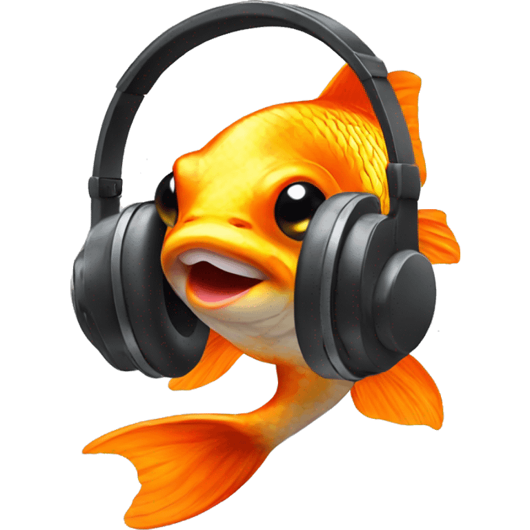 Goldfish wearing headphones  emoji