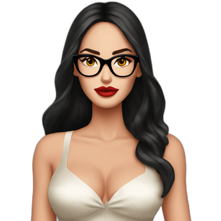 Megan Fox con lentes y vestido emoji