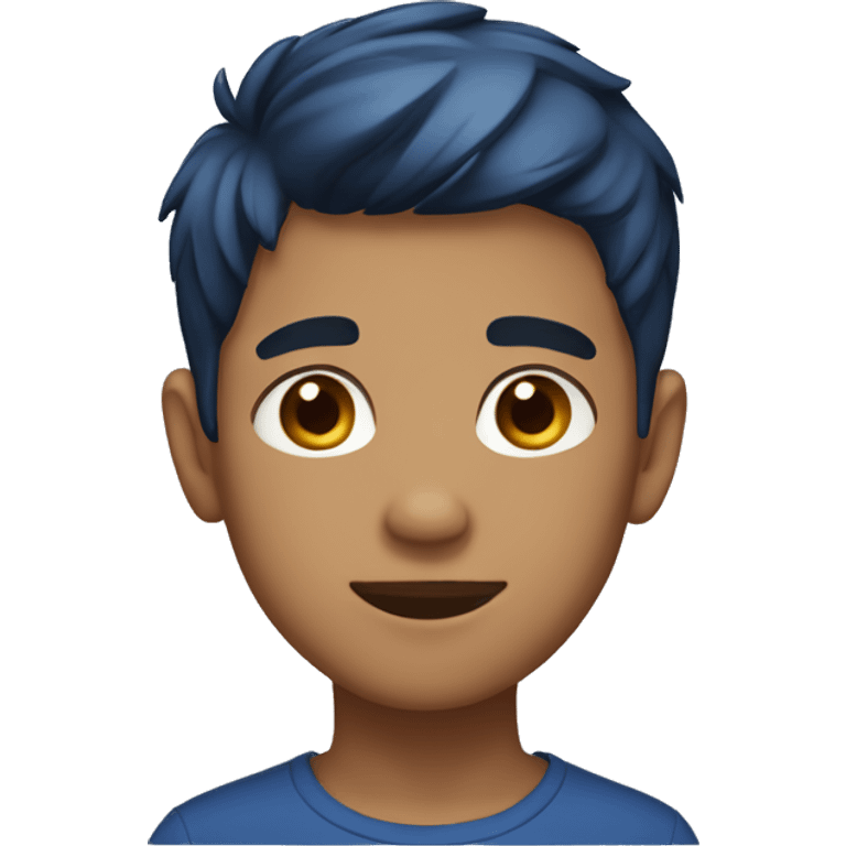 A boy with short hair dark blue hair, caramel skin emoji