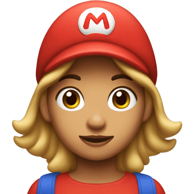 Girl wear mario hat emoji