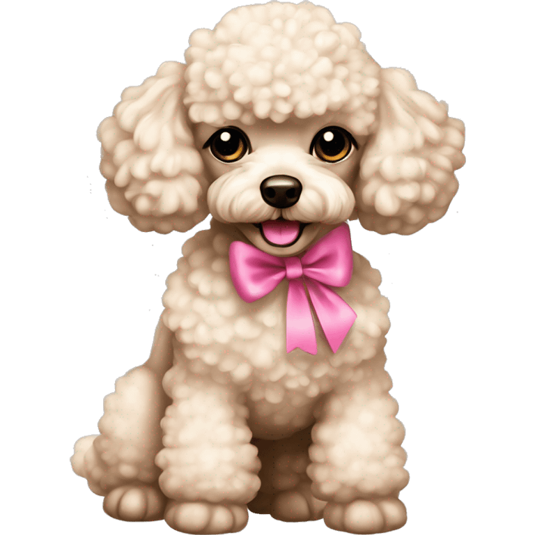 cream toy poodle with pink bow emoji