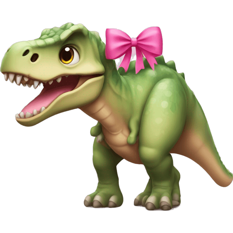 dinosaur with pink bow on its head emoji