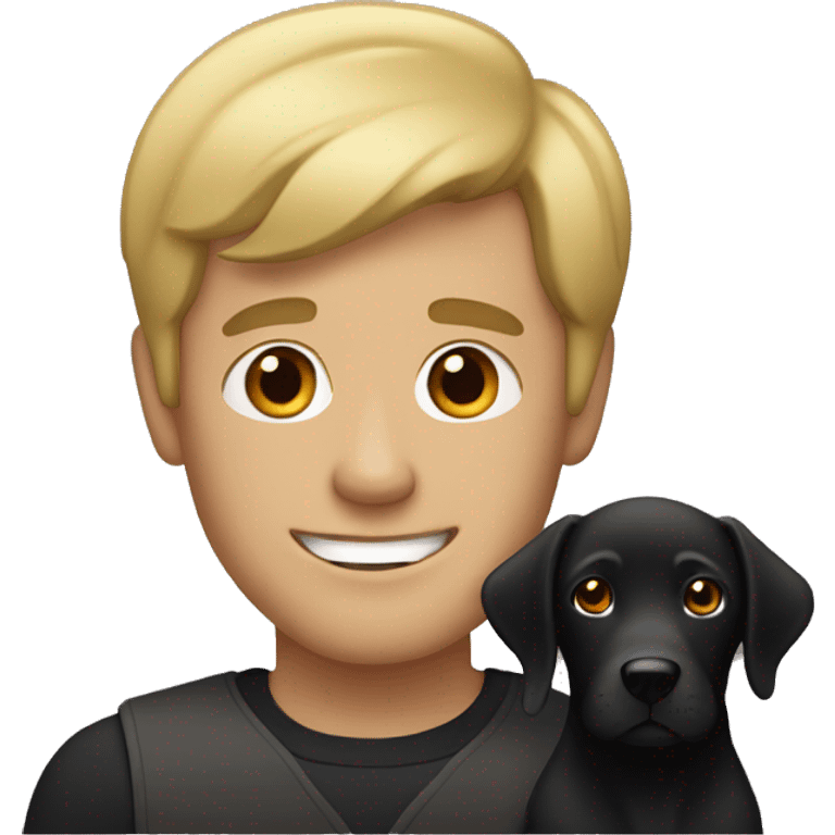 Dark blonde man with black Labrador emoji