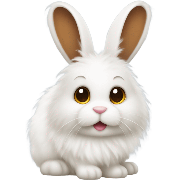 White fluffy bunny with a brown patch in a white background emoji