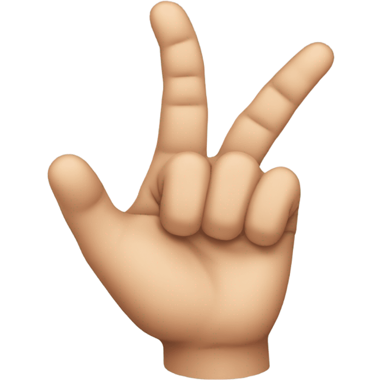 a hand that shows The sign of the horns(middle and ring fingers are bent)  emoji