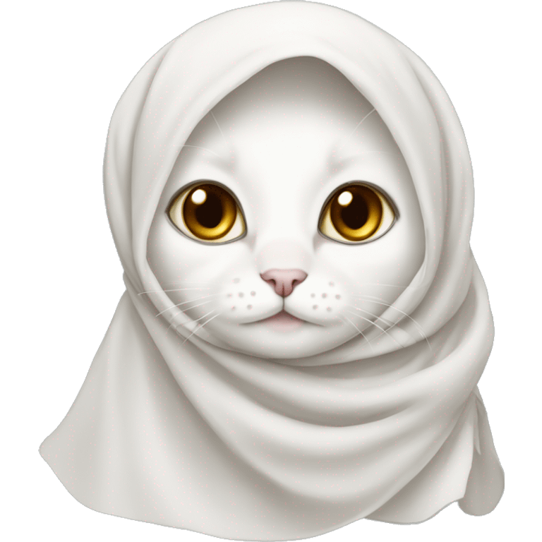 White ragdoll cat wearing hijab headscarf  emoji