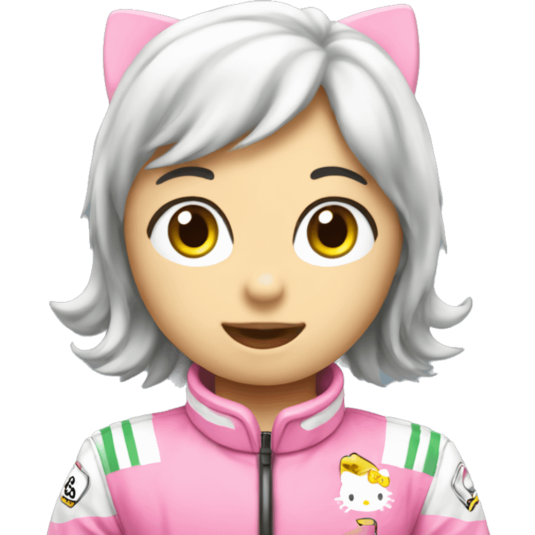 hello kitty riding f1 car emoji