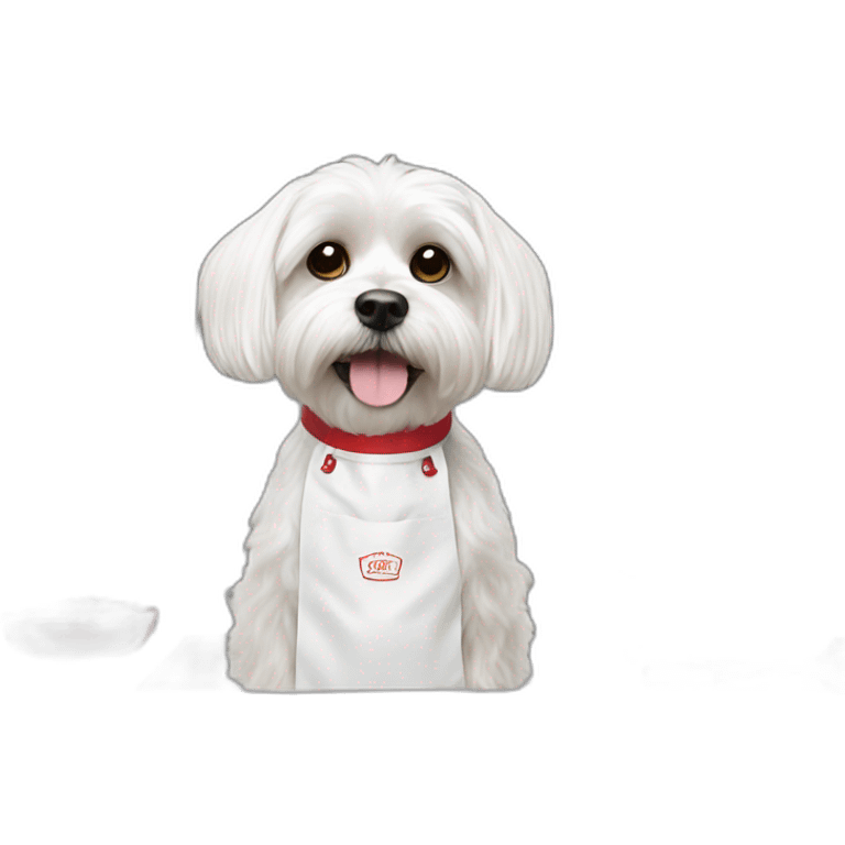 Maltese dog in apron cooking emoji