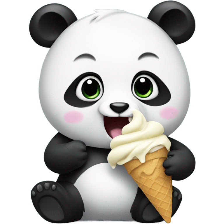 Panda eating ice cream emoji