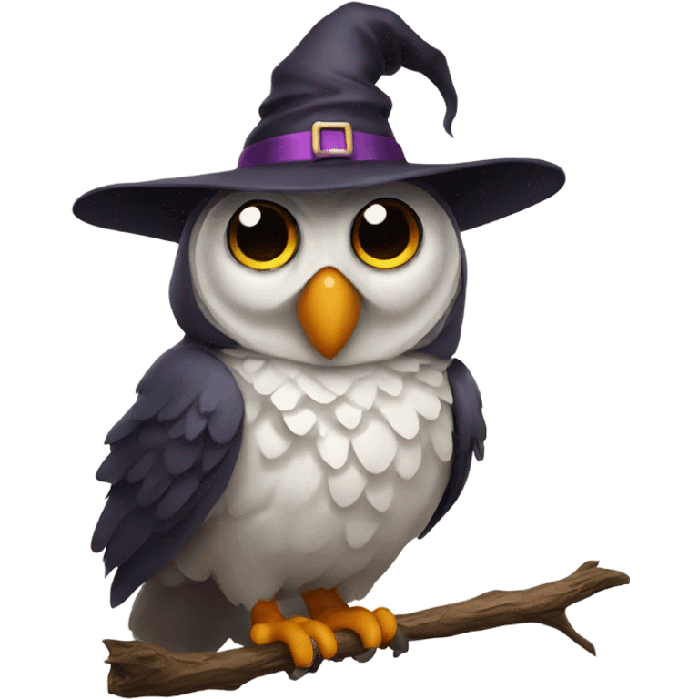 Owl with a witch hat emoji