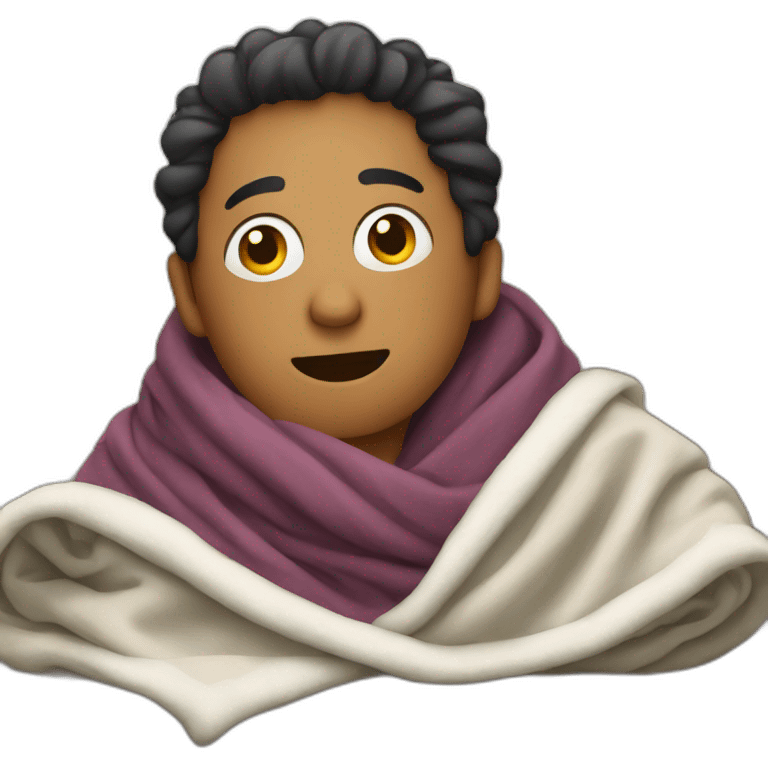 Person sitting on a sofa wrapped in a blanket emoji