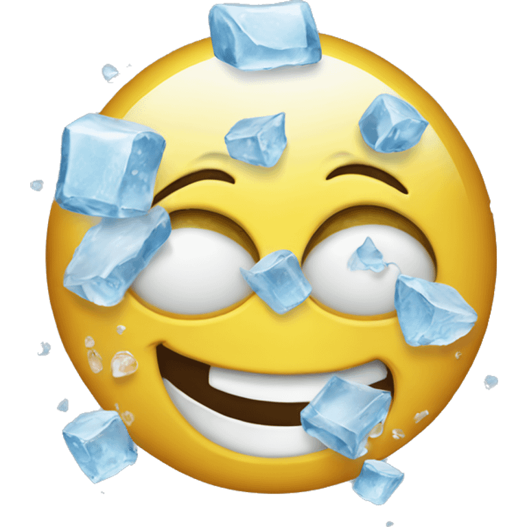 happy emoji with ice for eyes emoji