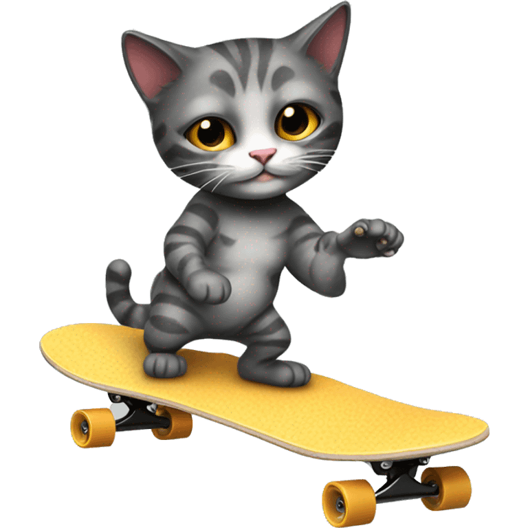 cool cat on a skateboard emoji