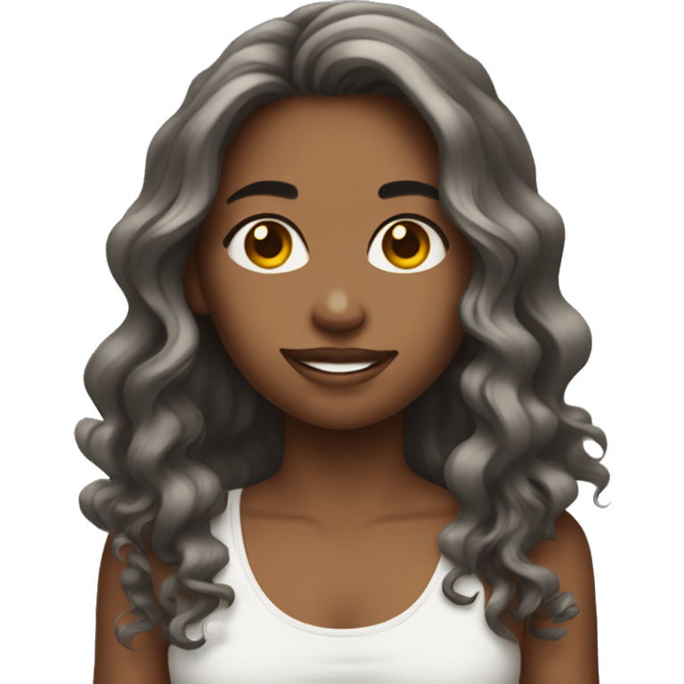 A girl with tank top with long wavy hair  emoji