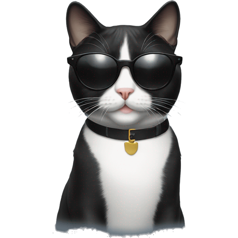 Tuxedo cat wearing sunglasses  emoji