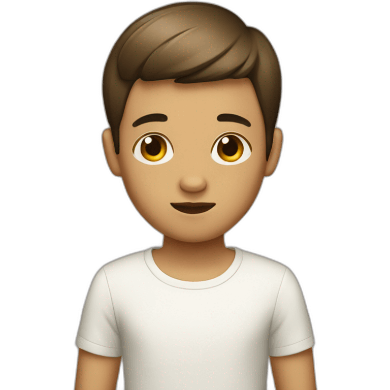 boy with short brown curtain haircut and a square head emoji