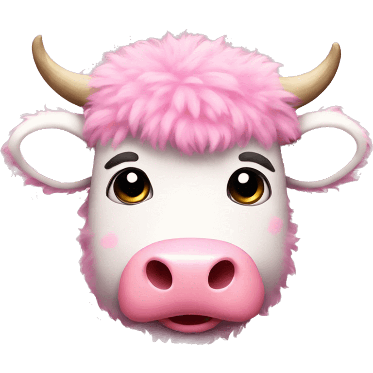 Pink fluffy cow  emoji