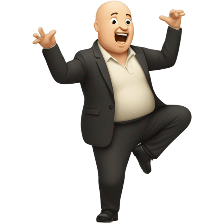 Fat bald man dancing badly emoji