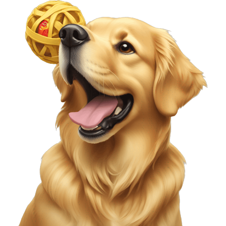 Golden retriever with dog toy in mouth  emoji