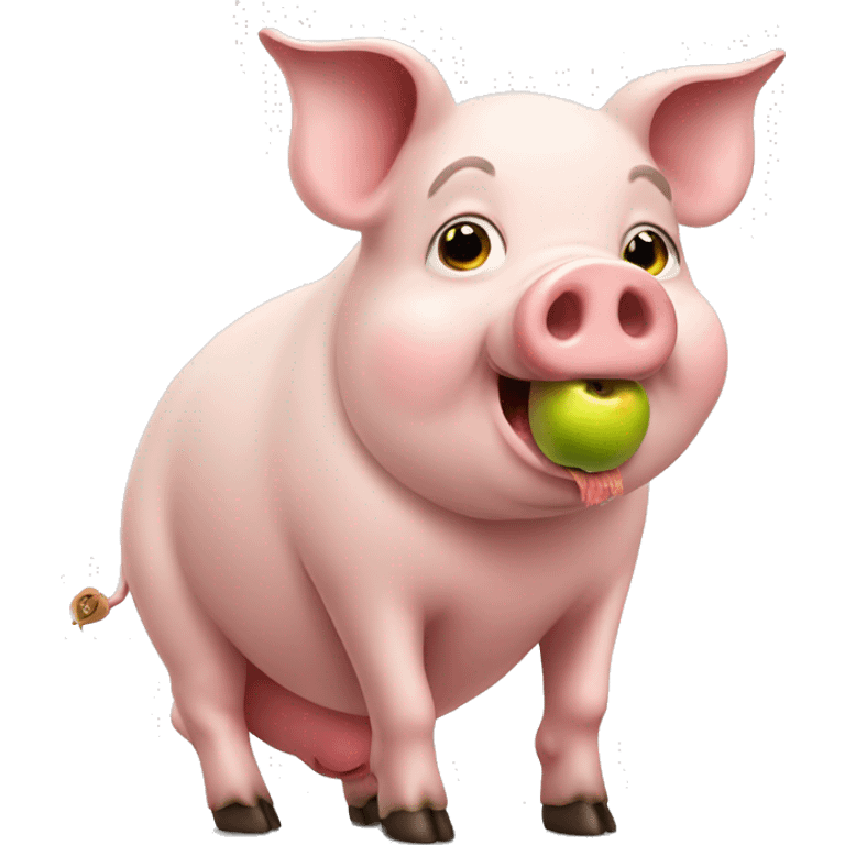 Pig eating apple emoji