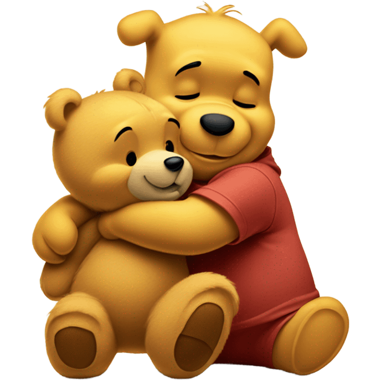 winnie the pooh hugging his teddy bear plush emoji