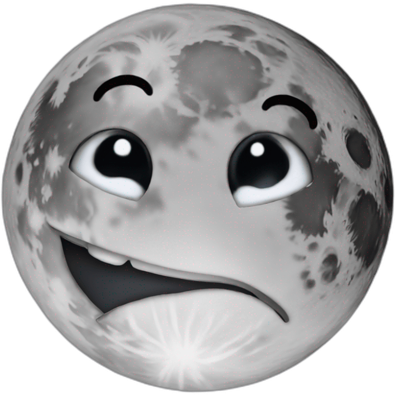 the moon with the cringing face emoji