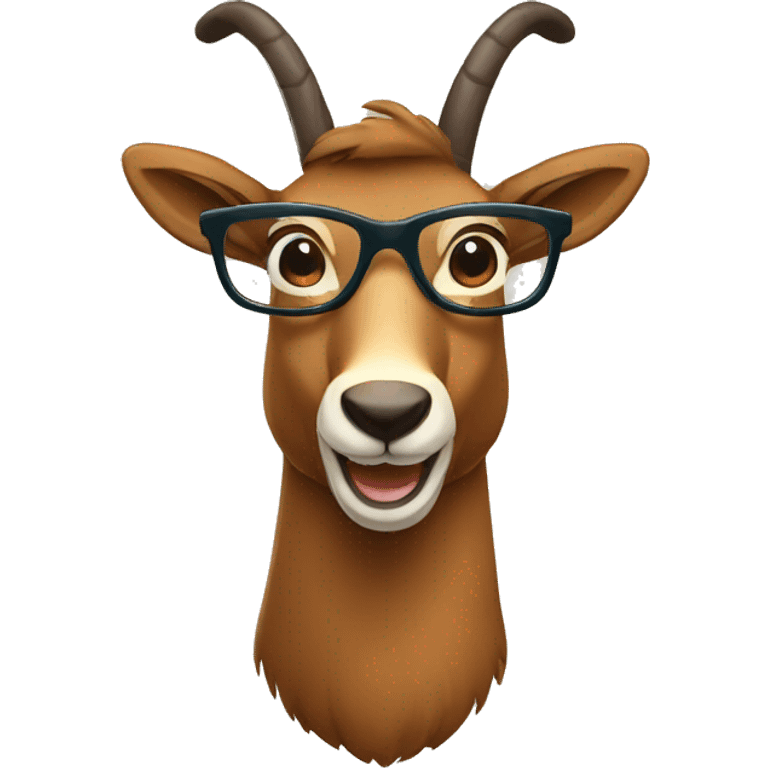 happy smart smiling brown chamois with glasses emoji