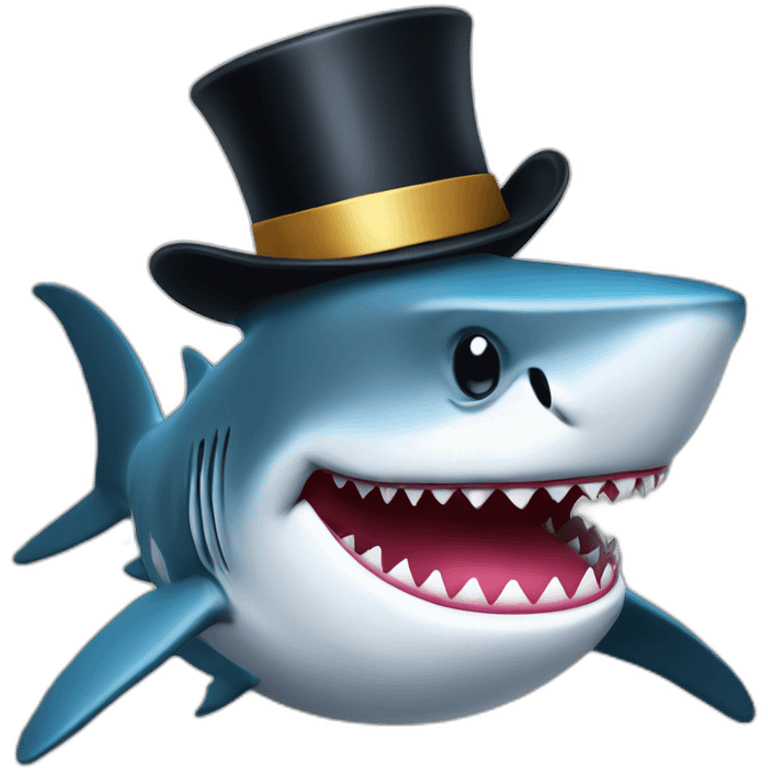 Shark with a top hat emoji