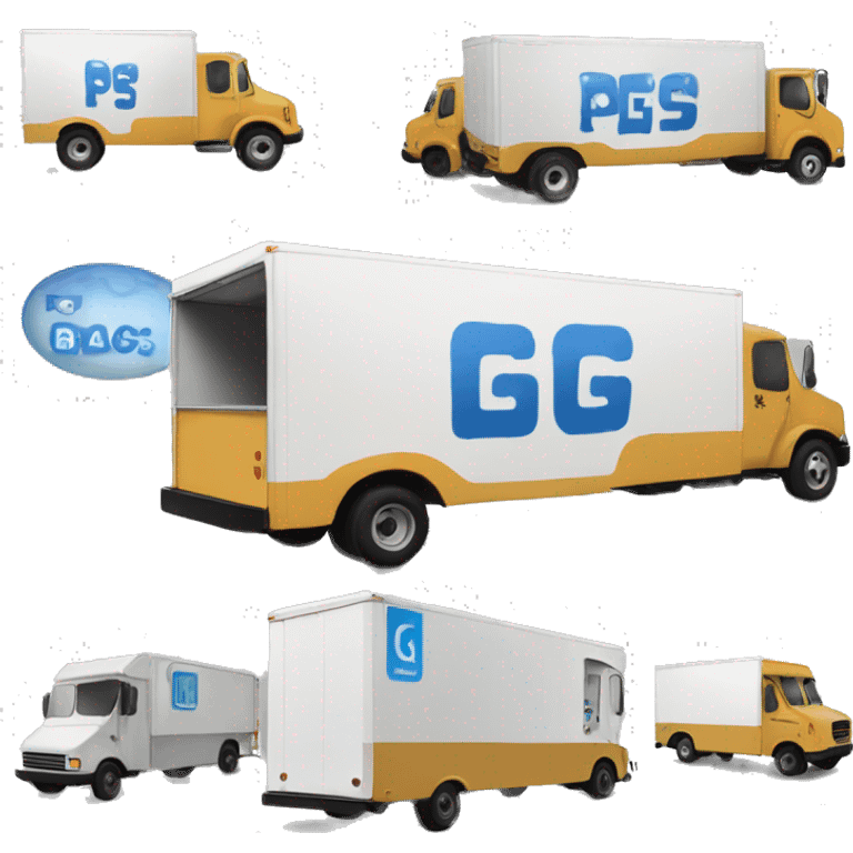 Boxtruck with letters "PGS” on the side emoji